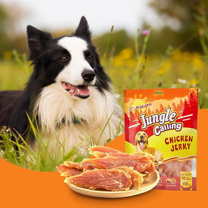 Jungle Calling Dog Treats Chicken Jerky Training Treats, Slow Roasted Snacks for Medium and Large Dogs Chewy Treats 10.6 Ounce (Chicken Jerky)