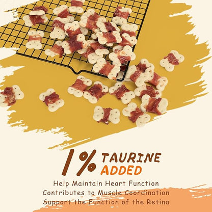 Dog Treats Duck Wrapped Biscuits, 1% Taurine Added, Low Fat Healthy Chewy Training Treats, 12.5oz/355g, Human Grade Dog Treating Snacks