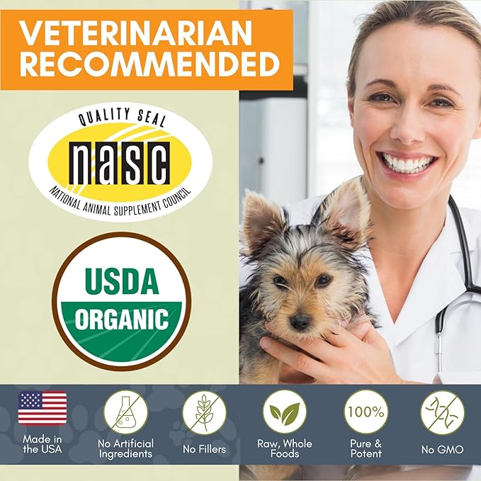 Wholistic Pet Organics Sea Coral: Organic Sea Coral Calcium Dog Supplement - Natural Source of Calcium for Dogs Teeth and Bone Health - Natural Marine Coral Calcium Vitamins for Dogs