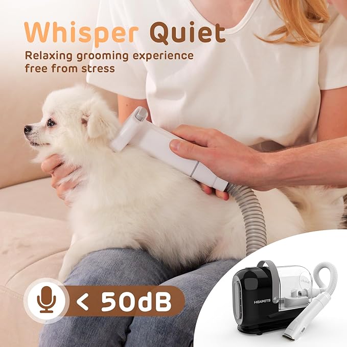 Dog Grooming Vacuum Kit, 3L Pet Grooming Vacuum with 7 Pet Grooming Tools, Dog Vacuum for Shedding Grooming at Home with Low Noise Electric Clipper and Brush, Black