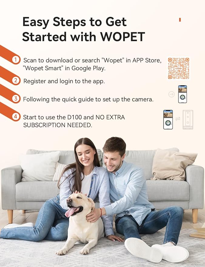 WOPET 300° Dog Camera with Treat Dispenser, [New 2024] 5G WiFi Pet Camera Treat Tossing for Cats and Dogs, 1080P HD with Night Vision, 2-Way Audio for Monitoring Your Pet on Phone app