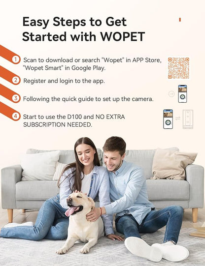 WOPET 300° Dog Camera with Treat Dispenser, [New 2024] 5G WiFi Pet Camera Treat Tossing for Cats and Dogs, 1080P HD with Night Vision, 2-Way Audio for Monitoring Your Pet on Phone app
