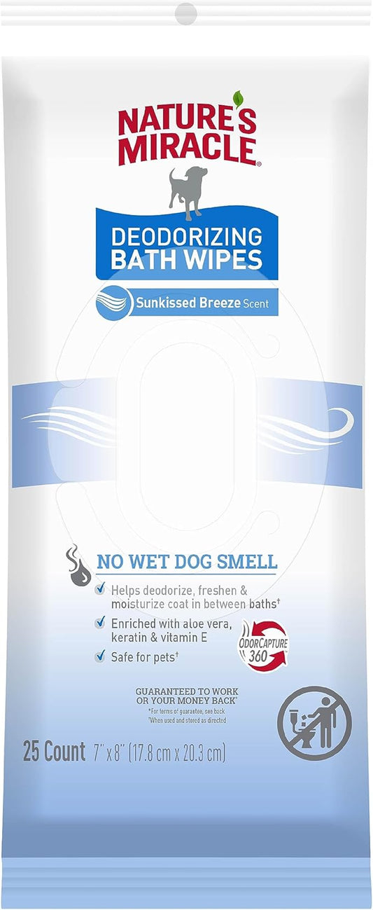 Nature's Miracle® Deodorizing Bath Wipes Sunkissed Breeze Scent, 25 ct