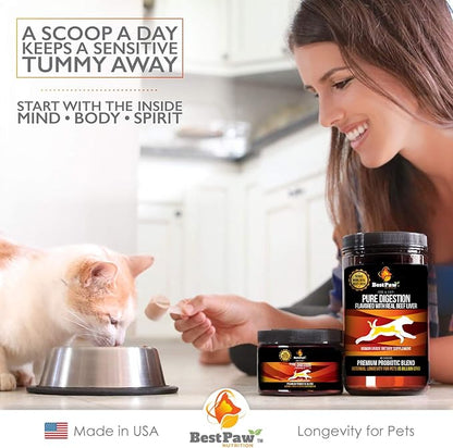 Probiotics for Dogs & Cats with Prebiotics & Digestive Enzymes Best for Gas Diarrhea UTI & Yeast Infection Relief Grain Free Powder Supplement Organic Coconut Oil Pumpkin & Turmeric Made in The USA