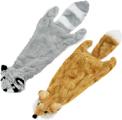 Best Pet Supplies Stuffing Free Squeaky Dog Toys for Small Dogs, Medium Dogs, and Large Dogs, Durable, Best Dog Chew Toy for Teething Puppy, Indoor Play, Holds Plastic Bottle - Fox, Raccoon, Large