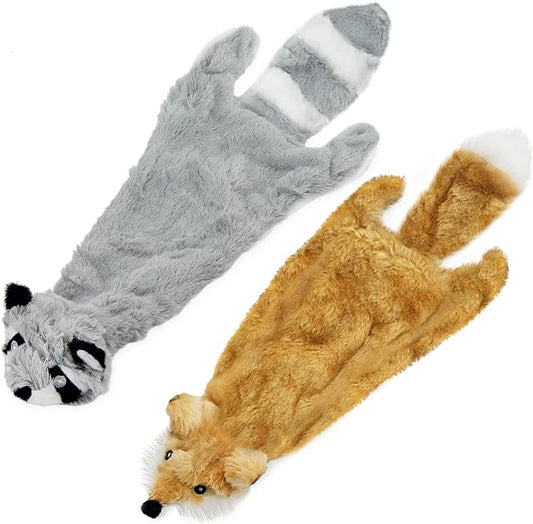 Best Pet Supplies Stuffing Free Squeaky Dog Toys for Small Dogs, Medium Dogs, and Large Dogs, Durable, Best Dog Chew Toy for Teething Puppy, Indoor Play, Holds Plastic Bottle - Fox, Raccoon, Large