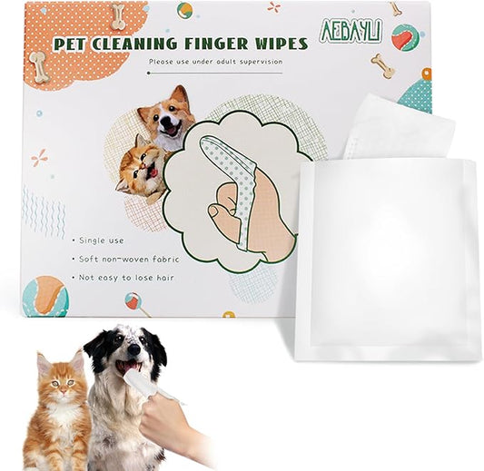 Teeth Cleaning Wipes for Dogs & Cats,100PCS, Removing Plaque and Tartar Buildup No-Rinse Pet Finger Wipes, Disposable Gentle Cleaning & Gum Care Pet Wipes (100PCS)