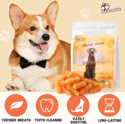 Dog Treats Chicken Sausage, Natural Chicken Jerky Training Treats for Dogs w/Glucosamine, Chondroitin, MSM and Taurine, Low Fat Soft Chewy Snacks 10.58oz