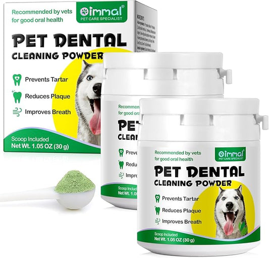 2 PACK Dog Teeth Cleaning Powder,Dog Dental Powder with Probiotics Effectively Remove Tartar,Plaque,Stains,Bad Breath,Dog Teeth Cleaning Power Support Oral Care for Small,Medium,Large Dogs,1.05oz