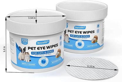 Eye Wipes for Dogs & Cats,Extra Large 240 Count Natural Tear Stain Eyes Wash Pads,Gently Remove Discharge,Debris,3.15" Coconut Oil Cleans Eyes,Face,Wrinkles
