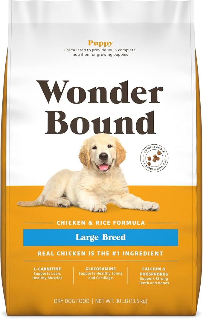 Amazon Brand - Wonder Bound Large Breed, Puppy Dry Dog Food, Chicken & Rice, 30 pound (Pack of 1)