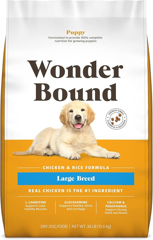 Amazon Brand - Wonder Bound Large Breed, Puppy Dry Dog Food, Chicken & Rice, 30 pound (Pack of 1)