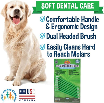 Bodhi Dog Dual-Headed Long Dog Toothbrush | Cat & Dog Toothbrush with Soft Bristles for Pet Dental Care | Easy Teeth Cleaning Pet Toothbrush, 8 Count