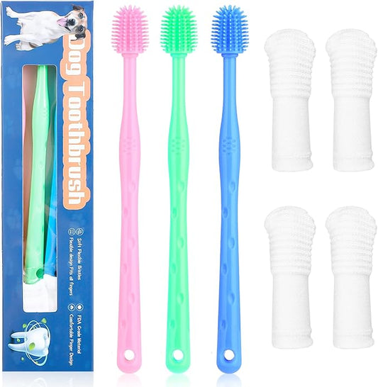 7Pcs Dog Toothbrush Cat Toothbrush Small Dog Puppy Tooth Brushing Kit Finger Toothbrush 360 ° Dog Toothbrush for Puppy, Small Dog and Cat