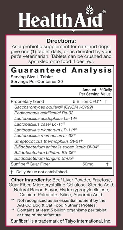 PetProbio, 5 Billion with Probiotic, 10 Strains, 30ct, Once Daily for Cats and Dogs, Helps with Pet’s Digestive Health, Natural Beef, Liver, & Bacon Flavor
