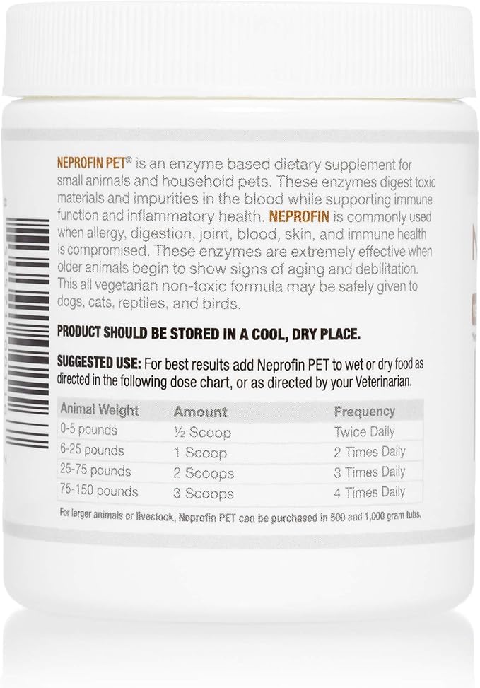 Arthur Andrew Medical, Neprofin PET, Veterinary Enzyme Formula, Household Pet Support for Pain-Free Living, Vegan, Non-GMO, 50g Tub