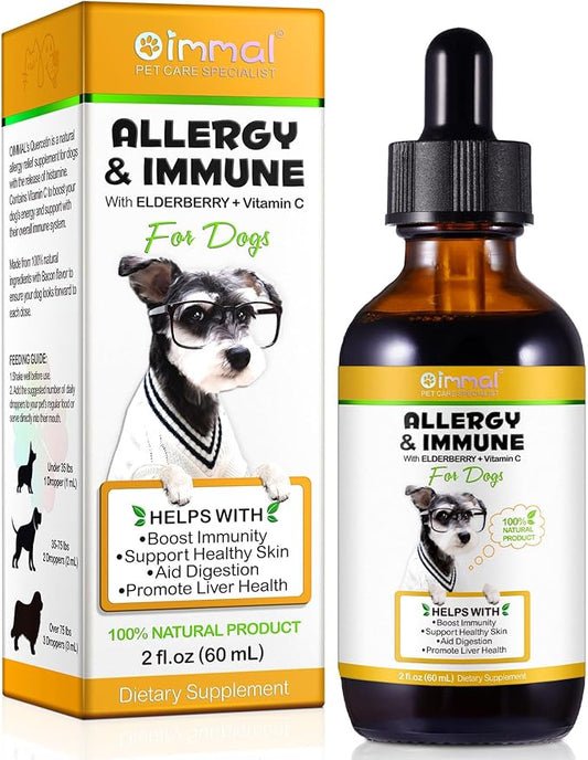 Allergy Immune Anti Itch & Hot Spots for Dogs, Dog Itch Relief, Itch Relief for Dogs, Skin & Coat Immune Health Supplement for Dogs, Dog Allergy Relief with Elderberry Vitamins (2.02 Oz)