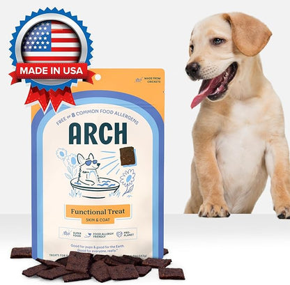 Arch Skin & Coat Dog Treats | Omega-Rich, Hypoallergenic, Made in The USA, Gluten-Free, Eco-Friendly | High Protein, Natural High Value | Sensitive Stomach Approved | Itch Relief, Healthy Coat Support
