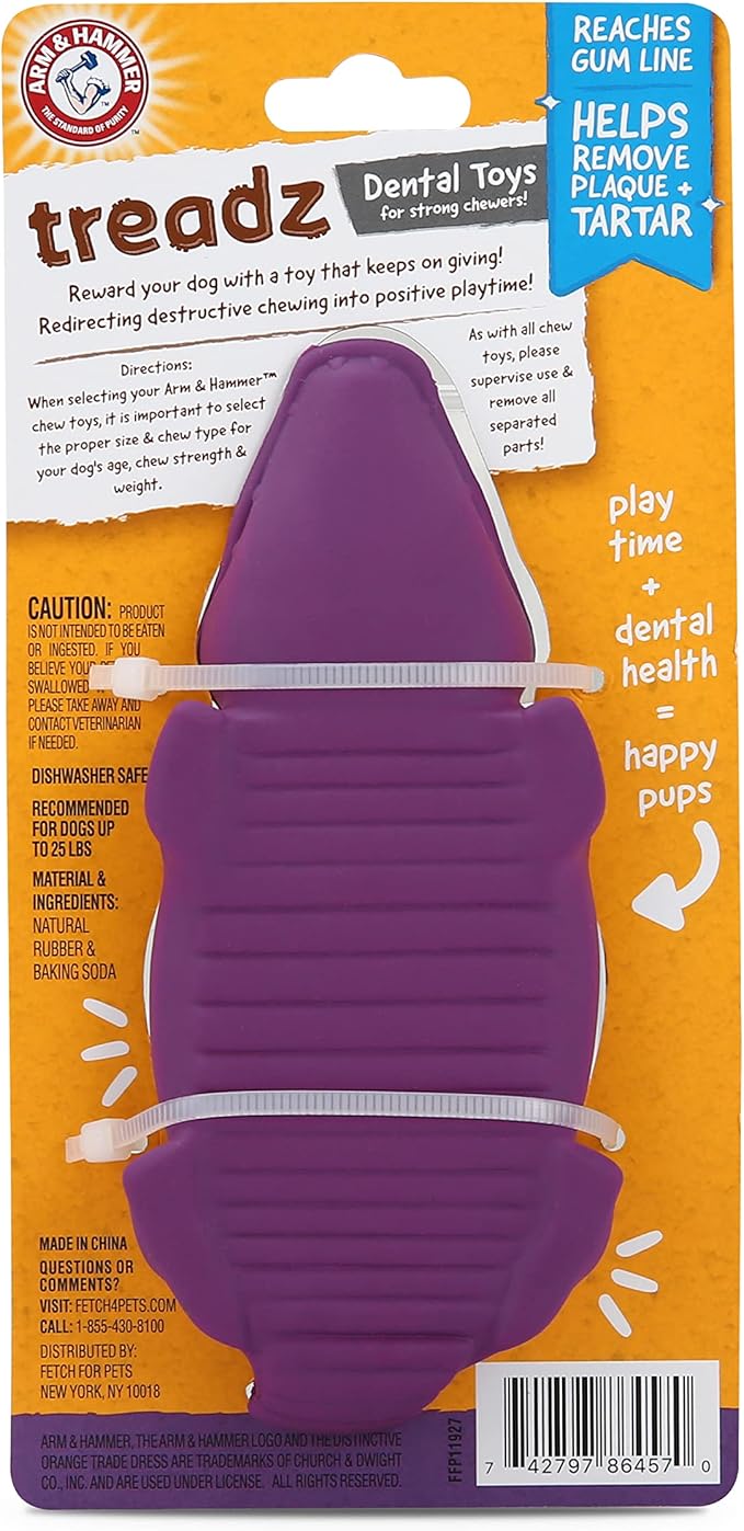 Arm & Hammer for Pets Super Treadz Mini Gator Dental Chew Toy for Dogs | Best Dental Dog Chew Toy | Dog Dental Chew Toys Reduce Plaque & Tartar Buildup Without Brushing | for Dogs up to 25 Lbs