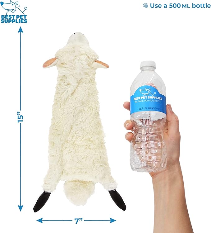 Best Pet Supplies Stuffing Free Squeaky Dog Toys for Small Dogs, Medium Dogs, and Large Dogs, Durable, Best Dog Chew Toy for Teething Puppy, Indoor Play, Holds Plastic Bottle - Sheep, Medium