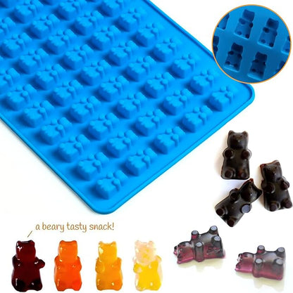 4Pcs Gummy Candy Molds, Gummy Bear Molds, Gummy Dinosaur Molds, Gummy Donut Molds and Gummy Hearts Molds, Non-stick Silicone Candy Molds with 2 Droppers (4Shapes)