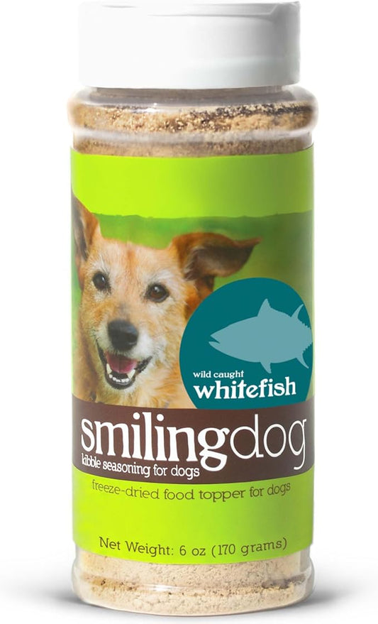 Herbsmith Kibble Seasoning – Freeze Dried Wild-Caught Whitefish – DIY Raw Coated Kibble Mixer - Dog Food Topper for Picky Eaters, 6 oz