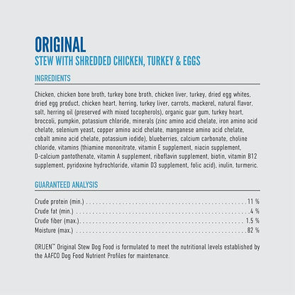 ORIJEN Original Stew Recipe with Chicken, Turkey & Eggs Wet Dog Food, WholePrey Ingredients, 12.8oz (Case of 12)