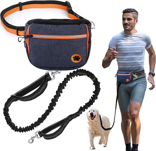 Hands Free Dog Leash Waist Leash for Dog Walking Bungee Leash Dog Running Belt for Medium & Large Dogs, 20-70 lbs Fanny Pack for Walker Hiking Jogging…