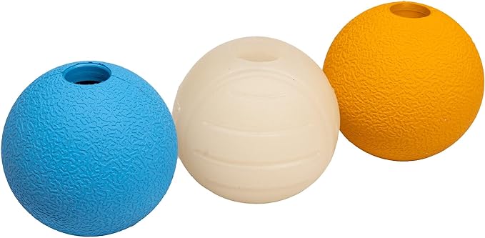 Amazon Basics Assorted Toy Dog Balls Bundle, 2.5-Inch, 3-Pack, Blue, Beige, Orange