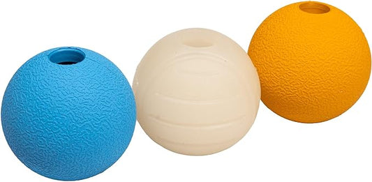 Amazon Basics Assorted Toy Dog Balls Bundle, 2.5-Inch, 3-Pack, Blue, Beige, Orange