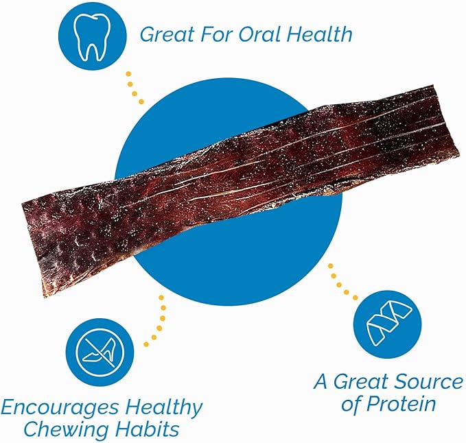 Esophagus Dog Treats - Large Gullet sticks for dogs (12 Inches - 20 Count) 100% Natural beef jerky for Medium to Large Dogs