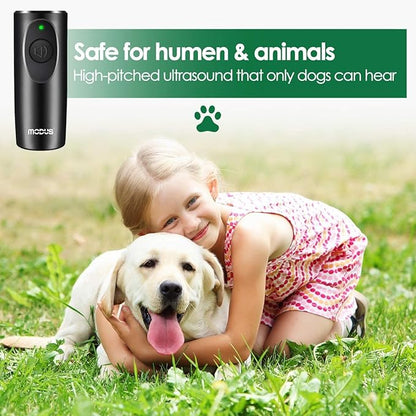 MODUS Ultrasonic Dog Barking Deterrent Device, Anti-Barking Device for Dogs, Bark Control Range of 16.4Ft, Dog Trainer, Wrist Strap, Battery Included, LED Indicate, Indoor and Outdoor