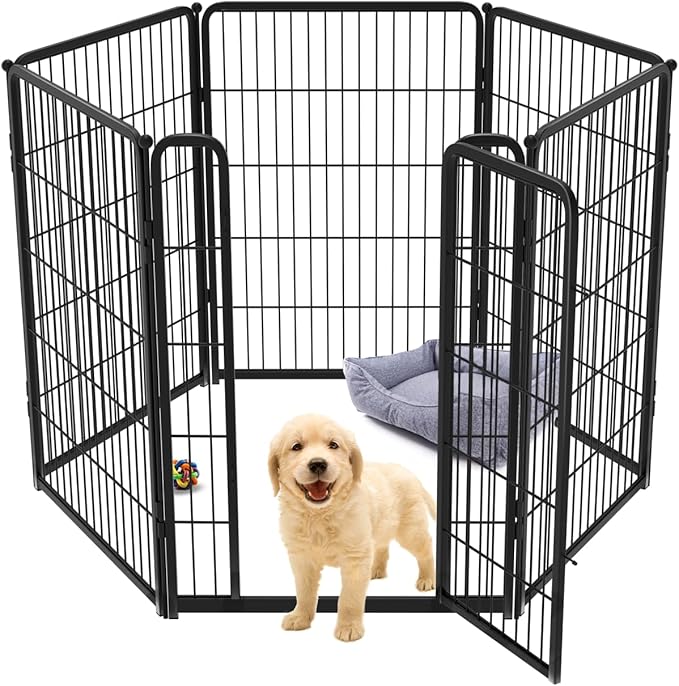 FXW Homeplus Dog Playpen Designed for Indoor Use, 40" Height for Large Dogs, Black│Patented