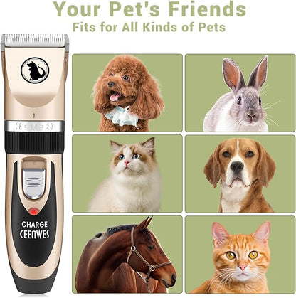 Ceenwes Dog Clippers Low Noise Cat Clippers Rechargeable Dog Trimmer Cordless Pet Grooming Tool Professional Dog Hair Trimmer with Comb Guides Scissors for Dogs Cats & Others