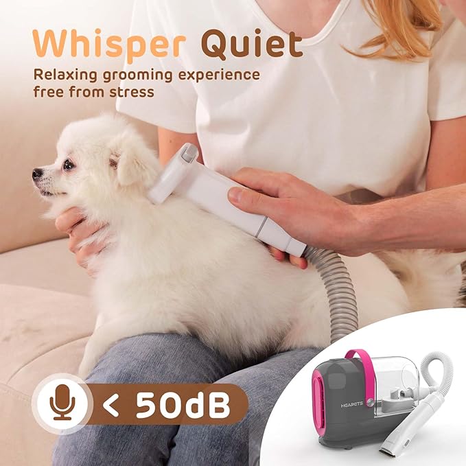 Dog Grooming Vacuum Kit, 3L Pet Grooming Vacuum with 7 Pet Grooming Tools, Dog Vacuum for Shedding Grooming at Home with Low Noise Electric Clipper and Brush, Gray
