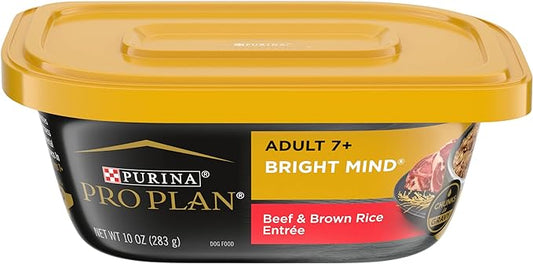 Purina Pro Plan Senior Wet Dog Food, BRIGHT MIND 7+ Beef and Brown Rice Entree - (Pack of 8) 10 oz. Tubs