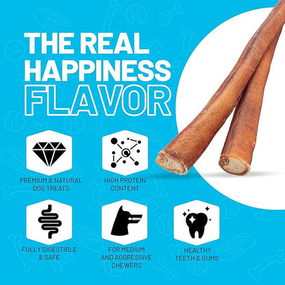 Sitka Farms Bully Sticks XL 12 inch - 12 Count - Bully Sticks Long Lasting Dental Dog Treats for All Dogs and Puppies - Single Ingredient Bully Sticks for All Chewers - No Bones or Hide