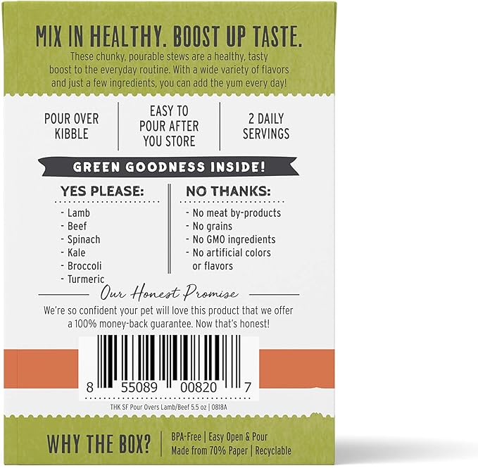 Honest Kitchen The Superfood Pour Overs Lamb & Beef Stew and Salmon Stew Wet Dog Food Toppers (12 Pack), 5.5 oz