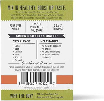 Honest Kitchen The Superfood Pour Overs Lamb & Beef Stew and Salmon Stew Wet Dog Food Toppers (12 Pack), 5.5 oz