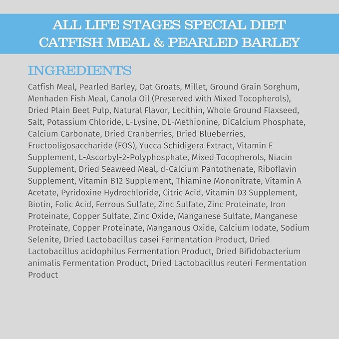 Blackwood Special Diet All Life Stages Dry Dog Food, 15Lb., Catfish & Pearled Barley Recipe, Sensitive Skin and Stomach, Grain Free Dog Food