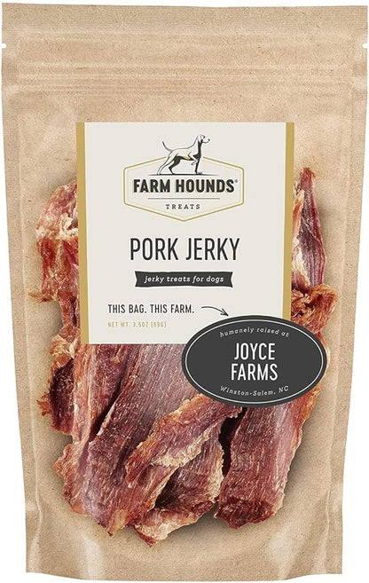 Farm Hounds Premium Pork Jerky for Dogs, 100% Made from Humanely-Raised Pork, Dog Jerky Treats, Healthy Delicious Dog Trainer Dehydrated Pork Jerky Tenders, Made in USA