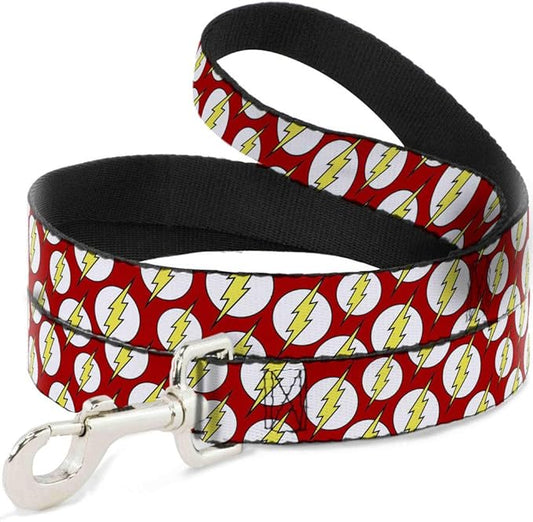 Dog Leash Flash Logo Scattered Red White Yellow 6 Feet Long 1.5 Inch Wide