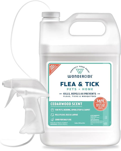 Wondercide - Flea, Tick & Mosquito Spray for Dogs, Cats, and Home - Flea and Tick Killer, Control, Prevention, Treatment - with Natural Essential Oils - Pet and Family Safe - Cedarwood 128 oz