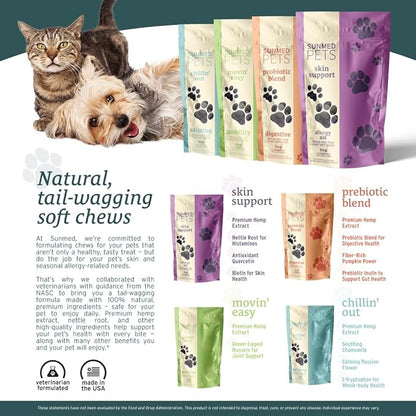 Skin Support Dog Allergy Relief Chews with Nettle, Quercetin & Green-Lipped Mussel - Natural Seasonal Dog Allergy Chews to Soothe Skin & Support Health, 40 Count