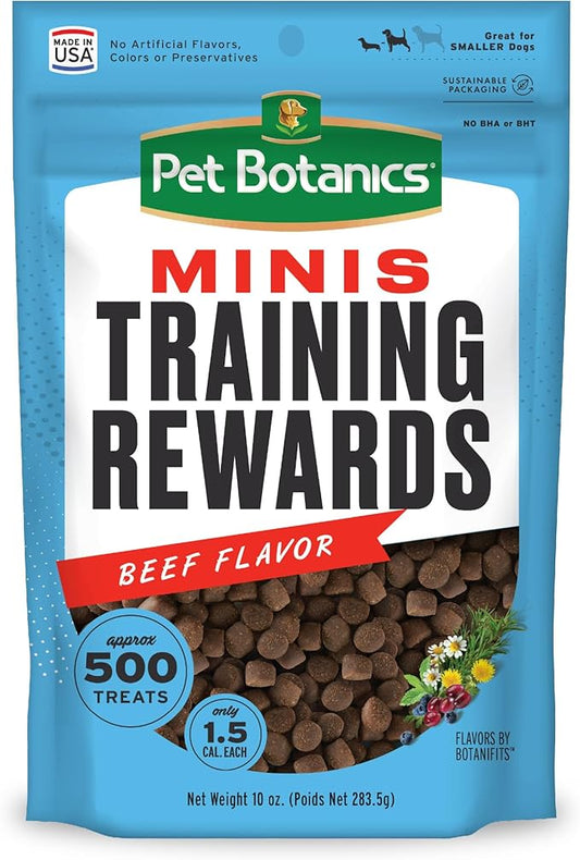 Pet Botanics 10 oz. Pouch Training Reward Mini Soft & Chewy, Beef Flavor, with 500 Treats Per Bag, The Choice of Top Trainers