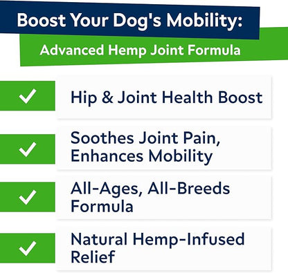 Advanced (Hemp+Glucosamine) Joint Treats for Dogs - Hip & Joint Supplement w/ Chondroitin, Omega-3, MSM - Hemp Chews for Dogs Hip & Joint Pain Relief - Hip & Joint Care - Lamb Flavor - 120Ct