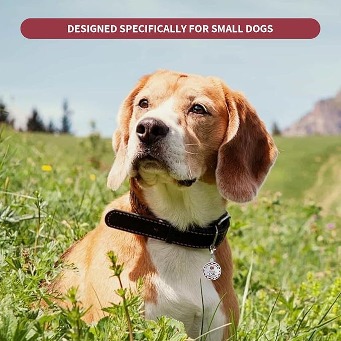 Emotional Support Dog Tag Emotional Support Dog Tag Metal Pet ID Tags ESA Tag Red Medical Alert Symbol Double Sided, Navy Lettering l Easily Switch Between Collars Harness and Vest.