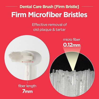 Dental Care Brush (Firm Bristles) - Resilient Toothbrush for Dog Tartar & Plaque Removal, Horizontal Head and S-curved Body