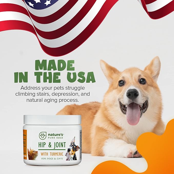POWERFUL PET HIP & JOINT - with ORGANIC TURMERIC - Natural Ingredients - Triple Strength - Chondroitin - Glucosamine - MSM - Organic Sea Coral Calcium. Extra Large 170 Grams.