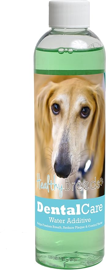 Healthy Breeds Dog Dental Care Water Additive for Sloughi - Helps Freshen Breath, Reduce Plaque & Control Tartar - Mint Flavor - 8 oz
